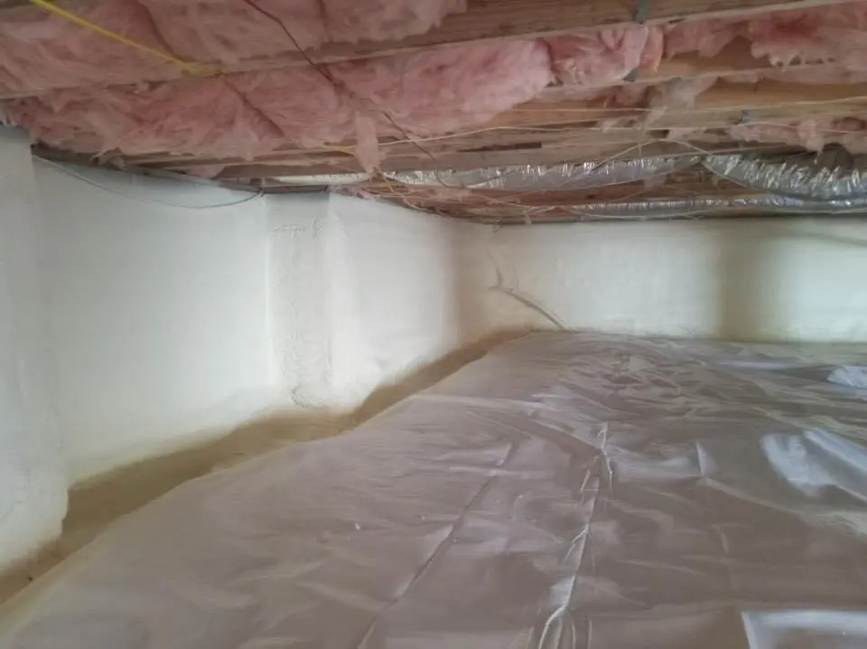 Crawl space encapsulation with closed-cell spray foam for Flat Roof Repair in Deale